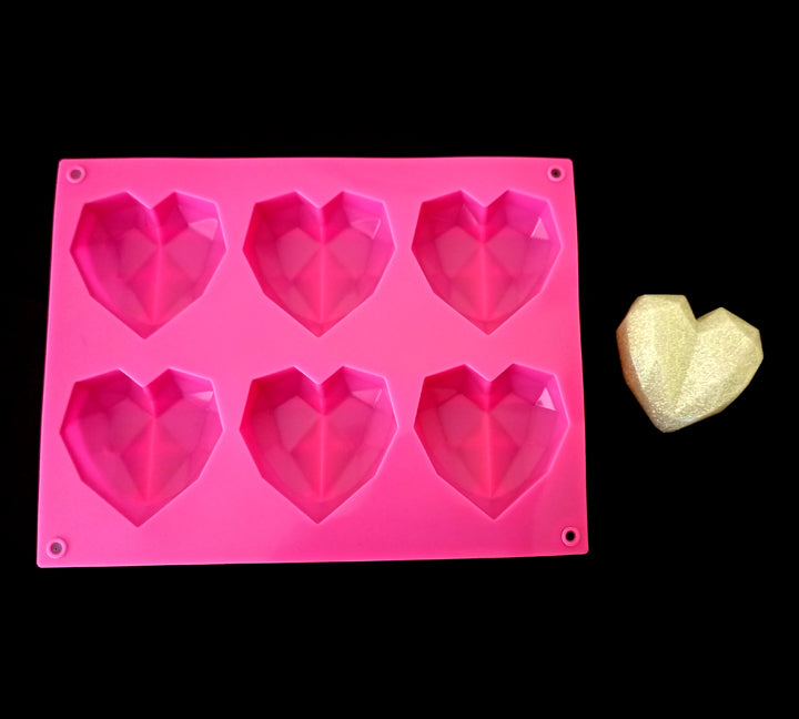 6 Cavity Diamond Heart Silicone Mould | Six Cavity Diamond Heart Silicone Mold Bestow Charms