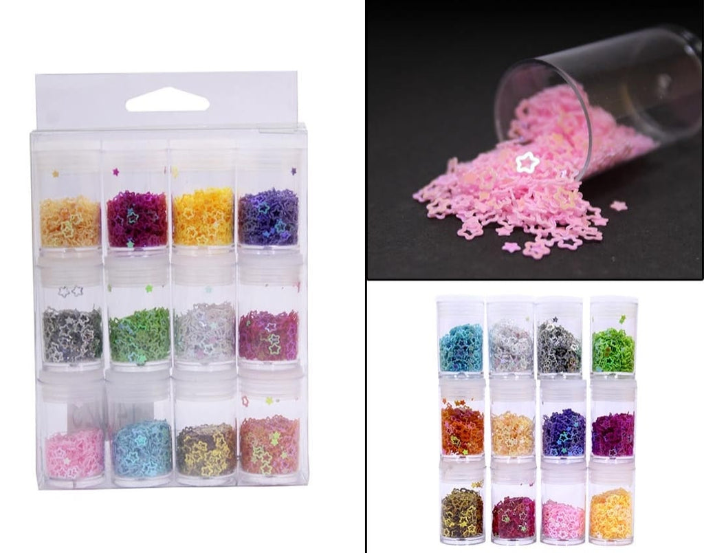 Cut Star Shape Chunky Glitters | Holographic Bright Shades | Set of 12 Bestow Charms