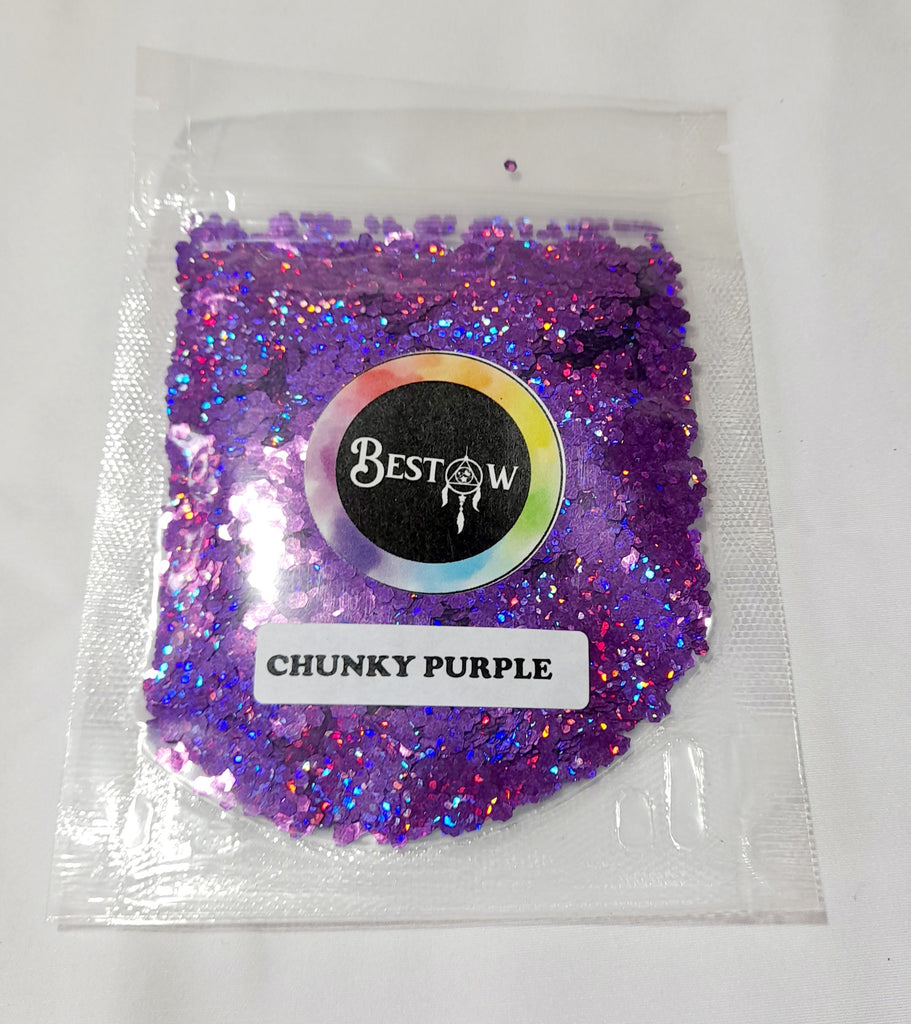Holo Purple Hexagon Chunks Glitters - 20gms Bestow Charms