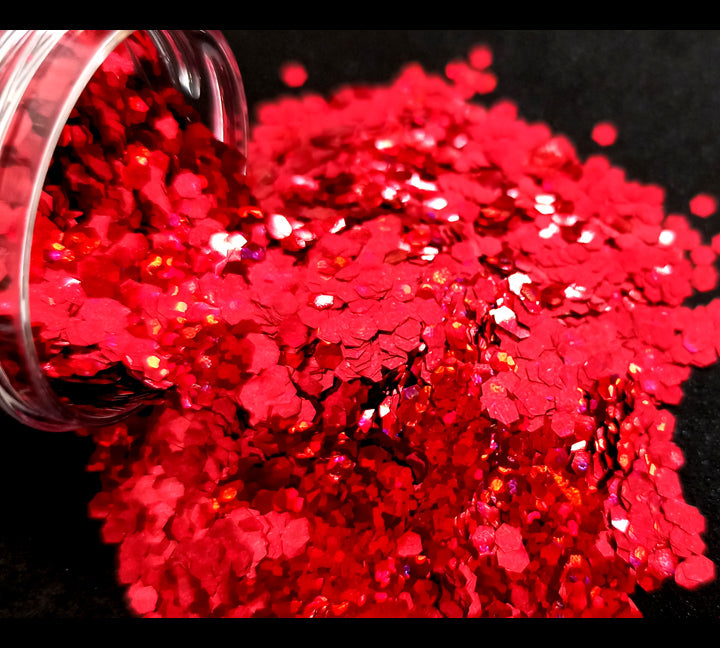 Holo Red Hexagon Chunks Glitters - 20gms Bestow Charms