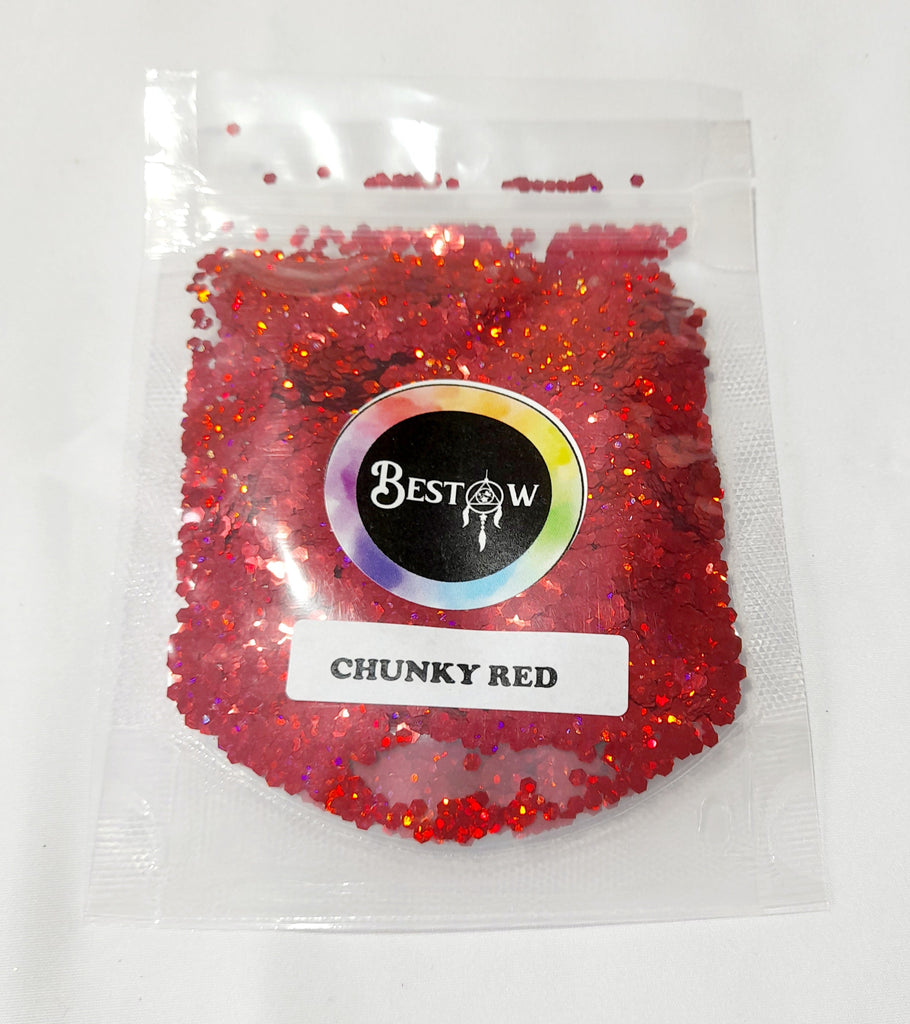 Holo Red Hexagon Chunks Glitters - 20gms Bestow Charms
