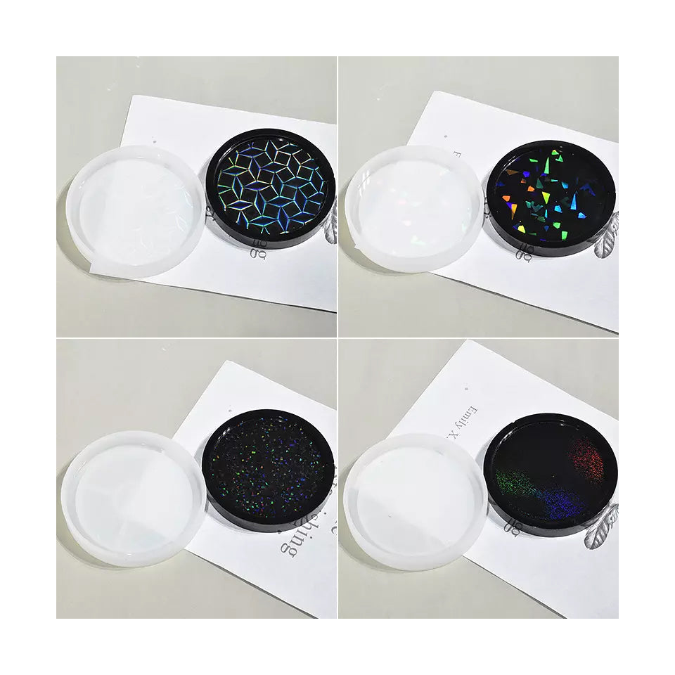 Holographic Round Trinket Tray Mold 8cm Diameter Set of 4 Bestow Charms