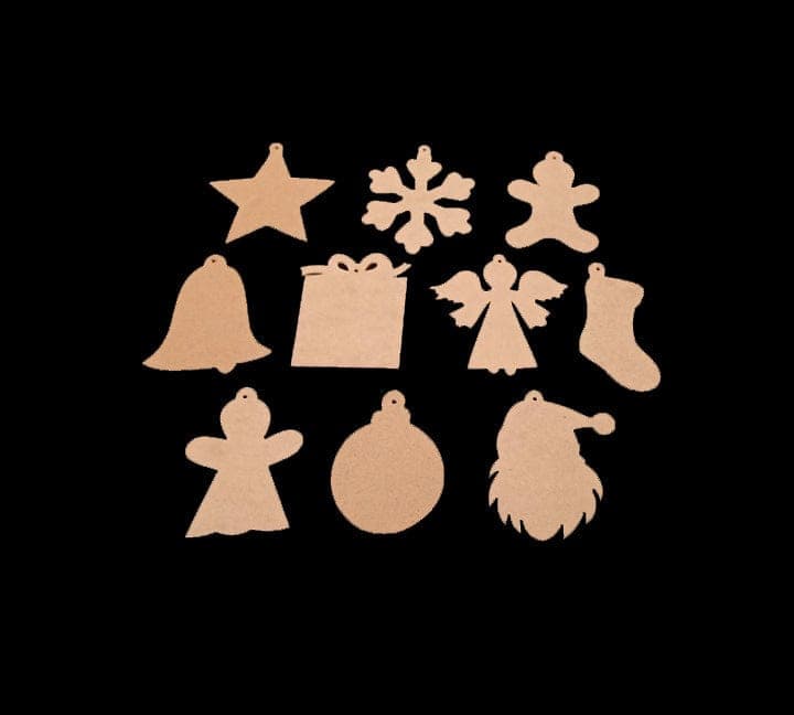 MDF Christmas Hangings | Set of 10 MDF | Decorative Hanging Items | for Ornaments Unfinished Wood Cutouts | Christmas Decoration DIY | Crafts Wooden Christmas Bestow Charms