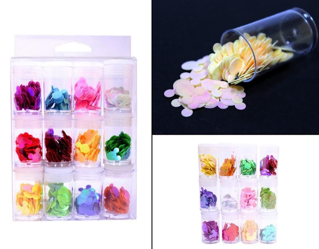 Mickey Shape Chunky Glitters | Holographic Bright Shades | Set of 12 Bestow Charms