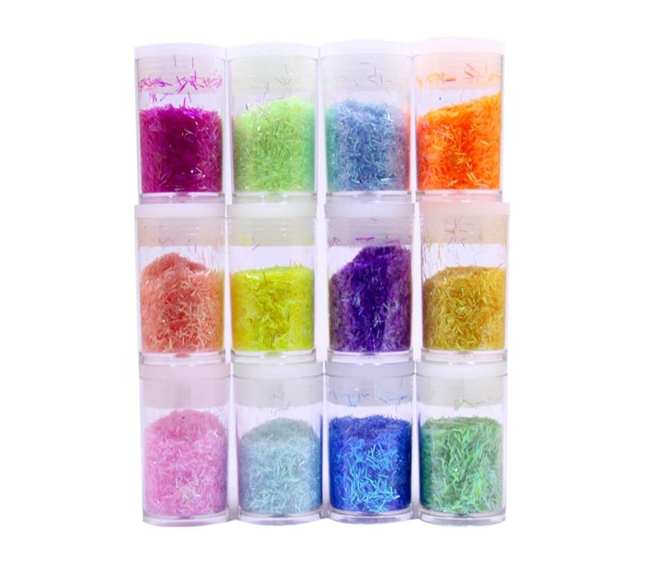 Neon Tinsel Glitters | Holographic Bright Shades | Set of 12 Bestow Charms