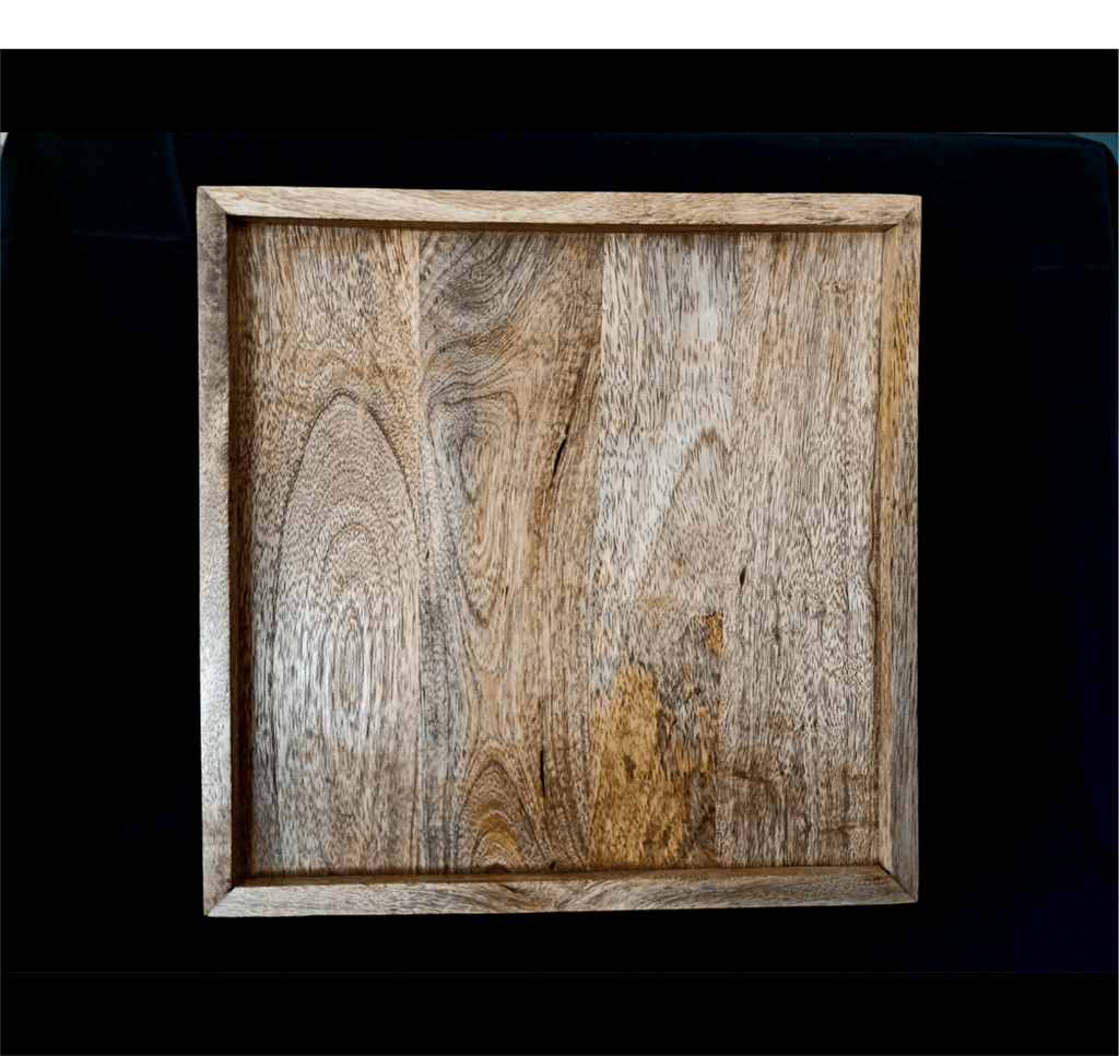 Square Mango Wood Tray | 12 Inch Handmade Mango Wooden Tray | Food Serving Tray for Home Decorations Bestow Charms