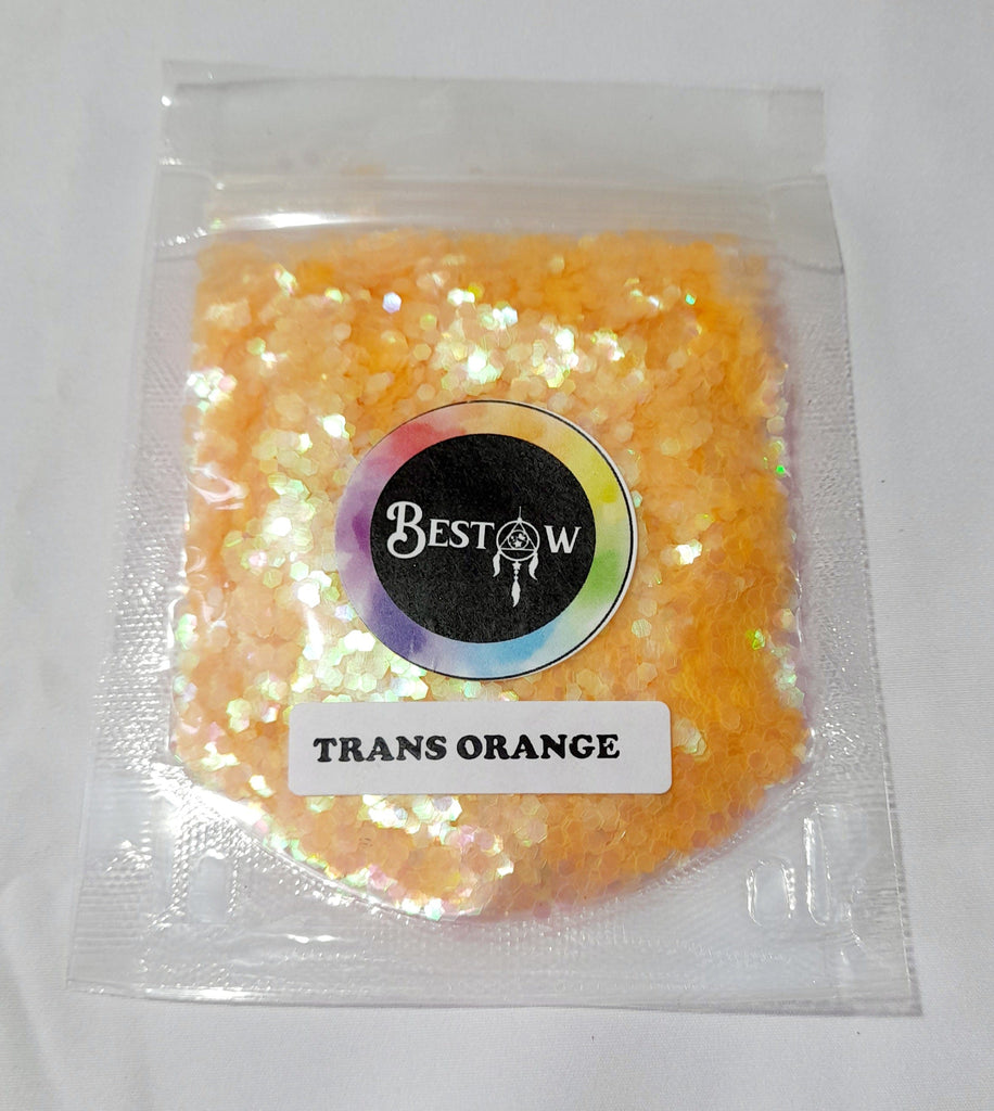 Trans Orange Hexagon Chunks Glitters - 20gms Bestow Charms