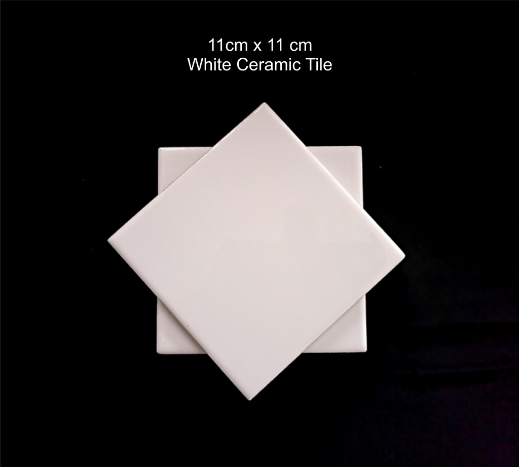 White Ceramic Tile | White Ceramic Tile | For Crafts Coasters | White Ceramic Tiles Unglazed | 11cm x 11cm with Cork Backing Pads | Use with Alcohol Ink | Acrylic Pouring | DIY Make Own Coasters | Mosaics | Painting Projects | Decoupage Bestow Charms