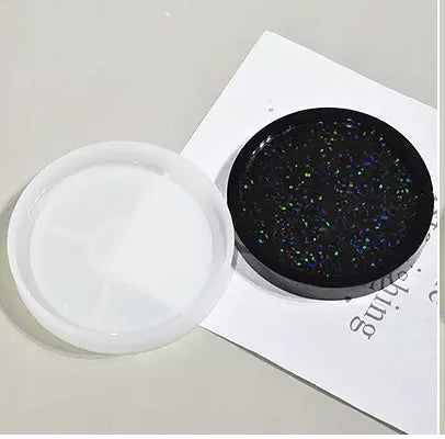 Holographic Round Trinket Tray Mold 8cm Diameter Set of 4 Bestow Charms